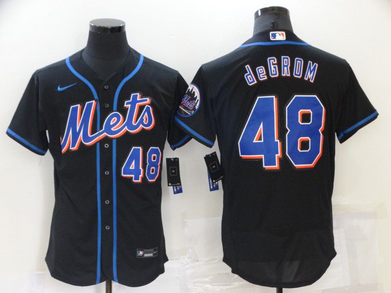 Men New York Mets #48 Degrom Black Elite 2021 Nike MLB Jersey